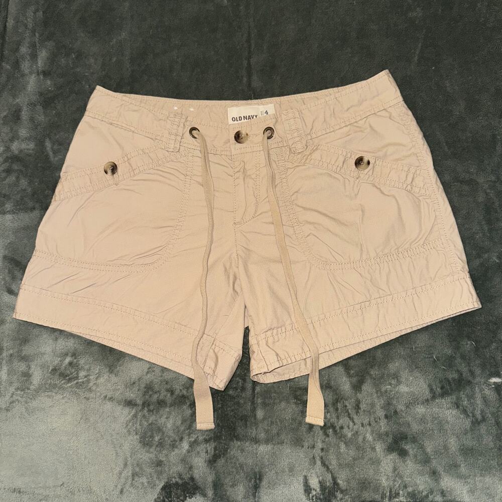 Old Navy Safari Hiking Cargo Shorts Women's 4‎ Beige Drawstring 4.5 Inseam